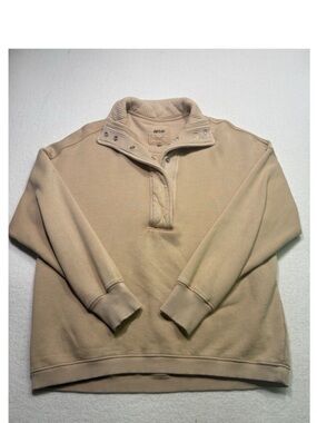 Aerie Oh Snap Beige Quarter-Zip Pullover Sweater